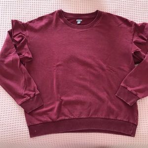 Red Ruffled Aerie Sweatshirt